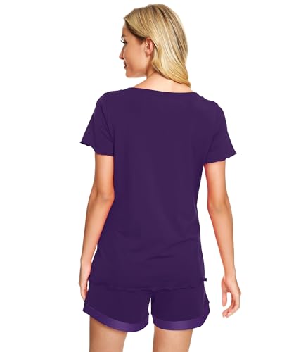 Image of WiWi Viscose from Bamboo Pajamas Set for Women Super Soft Short Sleeve Cooling Summer Plus Size Pjs Sets Sleepwear S-4X