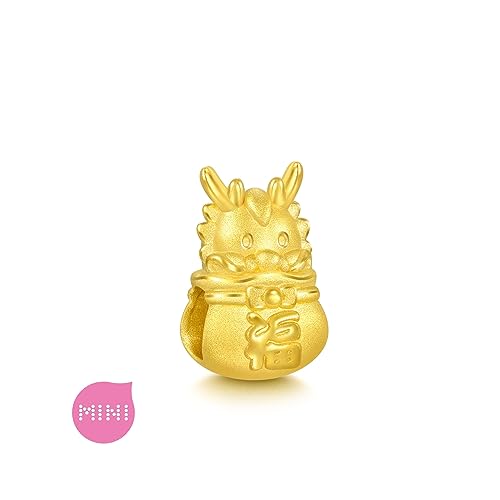 CHOW SANG SANG 999 24K Solid Gold Mini Charm Lucky Dragon in Lucky Bag Charm Bracelet for Women 94298C4