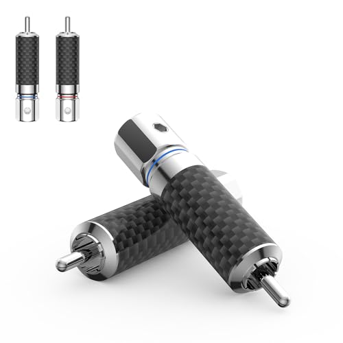 Tertullus 4 Pcs Hifi Rca Plug Carbon Fiber rhodium plated Rca Jack Cable Connector Adapter Audiophile Locking RCA Connector solderless