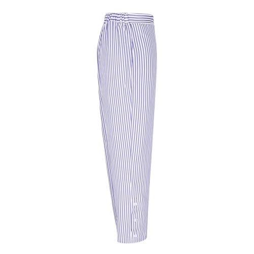 Women's Striped Print Pants Button-Down Slit Pants High Waisted Straight Leg Stripe Trousers Drawstring Lightweight Pant3