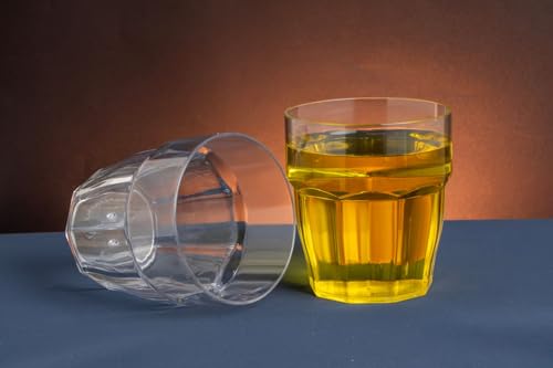 Image of Round Polycarbonate Unbreakable Drinking Glass Set of 6 (300 ml, Transparent) - Plastic Tumblers for Water, Juice, Beer & Cold Drinks | Reusable Glass for Home, Kitchen, Restaurant (ICED-Clear)