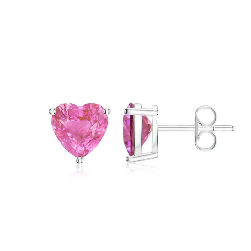 Image of Goldhartz Sterling Silver Genuine, Created or Simulated Birthstone Gemstone 7mm Heart Stud Earrings