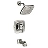 Moen conway spot resist brushed nickel bathroom tub and shower trim kit featuring square showerhead shower handle and tub spout with posi temp valve included 82922srn  urban country home decor