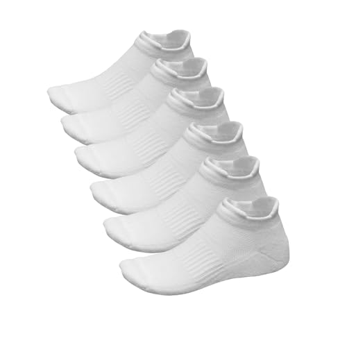 Sneaker Socks for Men & Women's Low Cut, Double Tab Sports Sock for Running, Gym & Everyday Wear (White, Large)