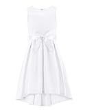 Arshiner Niñas Vestido Sin Mangas Novia Malla Vestidos Verano Formal Festivo Vestido Elegante Fiesta Vestidos con Cinturón para Niñas 9-10 años Blanco