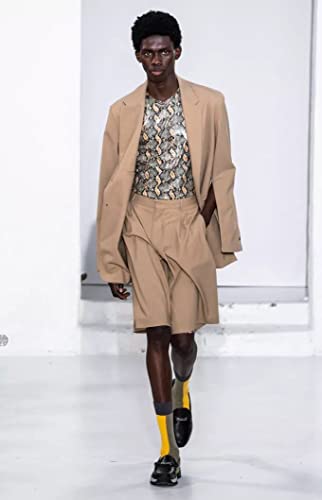 Men's Two Pieces Fashion Suit Single Breasted Jacket and Short Pants for Activity Performance Set2