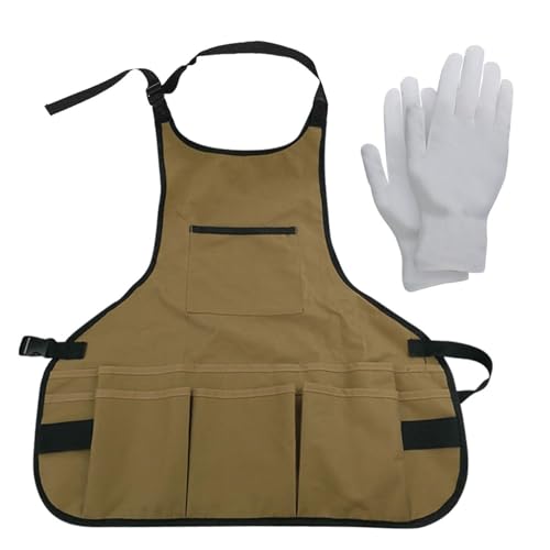 FDGGT 1 Tablier De Rangement De Jardin Et 1 Paire De S De Protection, Tablier De Travail, Tablier Imperméable, Tablier Résistant À L'Usure, Accessoires De Jardinage