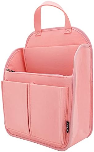 HIFELTY Backpack Organizer Insert, Felt Travel Rucksack Handbag Tote Purse Insert with Zipper, Large Divider Laptop Shoulder Bag Diaper Bag Storage Organizer for Men Women (Pink)