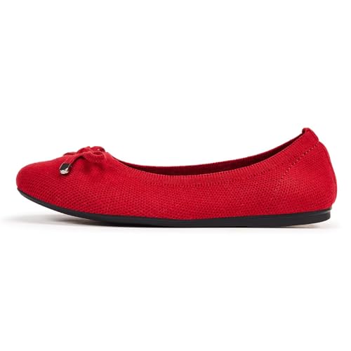 Image of Frank Mully Women's Ballet Flats Round Toe Walking Flats Slip On Work Shoes Knitted Flats Shoes for Woman Soft Lightweight