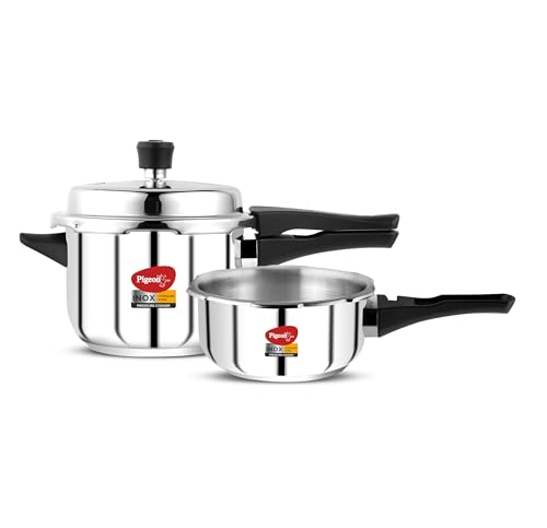 Pigeon Pressure Cooker Combo with Induction Base, Outer Lid 2 Liter and 3 Liter