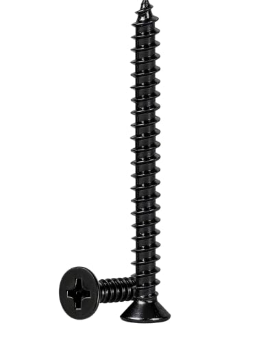 60pcs #6 X 2 Black Wood Screws,Long Screws for Wood,Rust Resistant Screw,