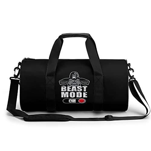 Beast Mode On Sports Gym Bag Portable Duffel Bag Travel Workout Bag with Adjustable Strap for Men Women