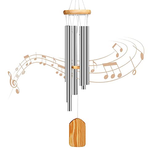 Sinos de vento, sinos de vento de metal sinos de vento com 6 tubos sintonizados, sino elegante - art