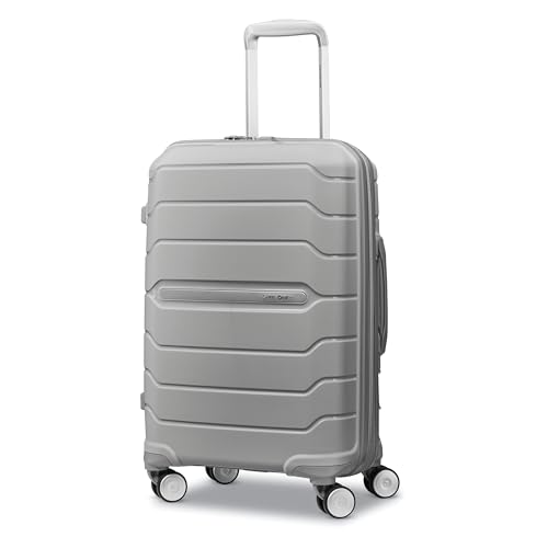 Samsonite Freeform Hardside Carry-On Luggage with Spinner Wheels - Hardshell Suitcase - TSA, Airline-Approved - Expandable Hard Shell, Smooth Rolling Wheels for Lightweight Travel - Light Grey