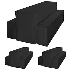 Lot de 2 housses de banc de bière, ensemble de 3 housses de table de bière et de banc pour table de 50 cm de largeur – 220 x 50 x 80 cm – Noir