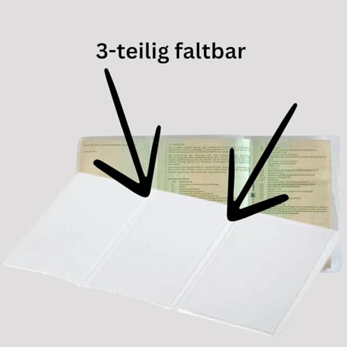 Olanmarp Fahrzeugschein Hülle 3-teilig faltbar, transparent, glasklar, Kfz Schein Schutzhülle DE, robust, reißfest, phthalatfrei, lebensmittelecht, 100% recycelbar, PVC Made in Germany (5 Stück)