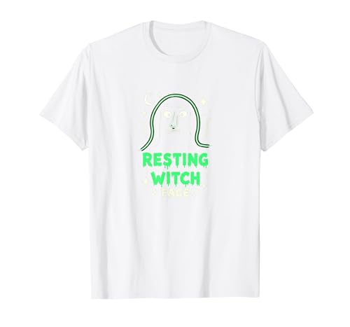 Resting Witch Face PT Shirt: Spooky Mood for Halloween Lovers T-Shirt, Men, White, X-Large