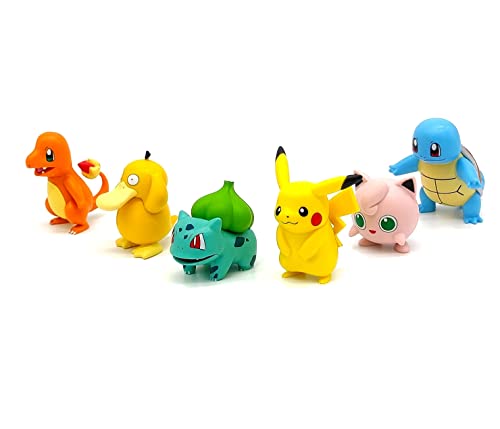 Image of Trunkin | Charmander, Bulbasaur, Jigglypuff, Psyduck, Squirtle (Set A) 6 Pcs. (Multicolor) Figure | Toy Set Figurine Action Figures