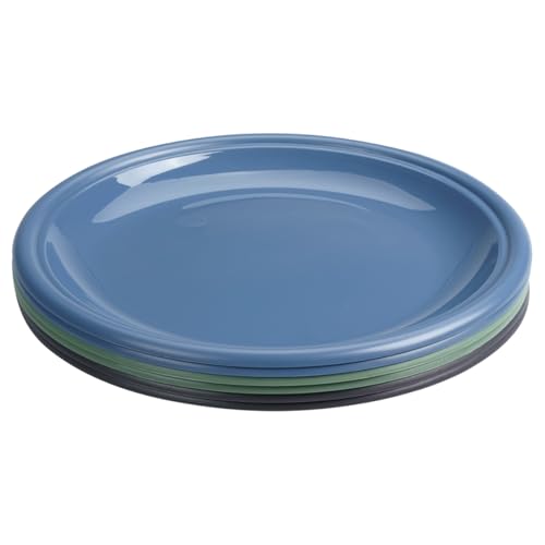 ABENA Essentialz Resuable Plastic Plates Made from PP Materials Pack of 6 Colourful Dishwasher Safe Reusable Dinner Plates for Adults & Kids. 100% Recyclable. Durable & Lightweight.