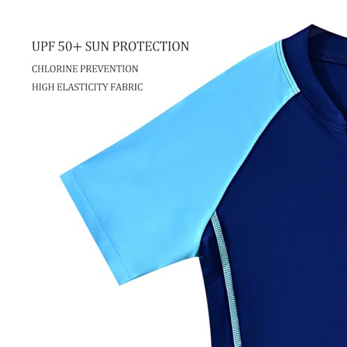 Image of karrack Girls and Boys One Piece Rash Guard Swimsuit Kid Water Sport Short Swimsuit UPF 50+ Sun Protection Bathing Suits