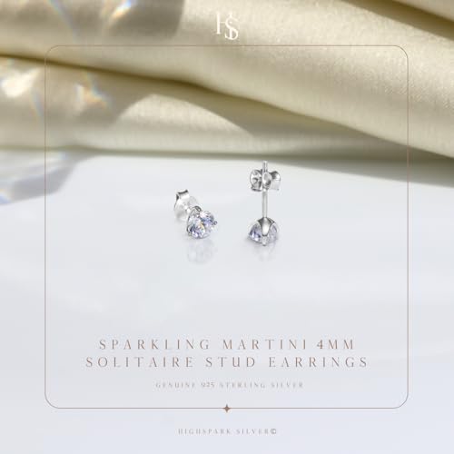 Image of HIGHSPARK 925 Silver inchSparkling Martini inch Solitaire Earrings | 92.5 Sterling Silver and Diamond like Brilliance Sparkling Zirconia | Lovely Gift