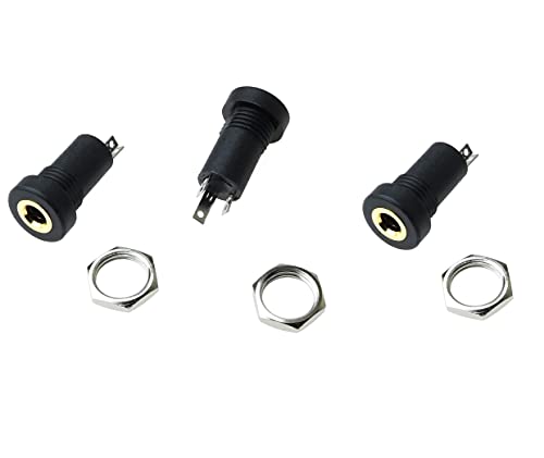 Longdex 3.5mm Stereo Panel Mount Jack 3PCS 3.5mm 1/8Inch Mini Female Stereo Panel Mount Solder Headphone Socket Connector