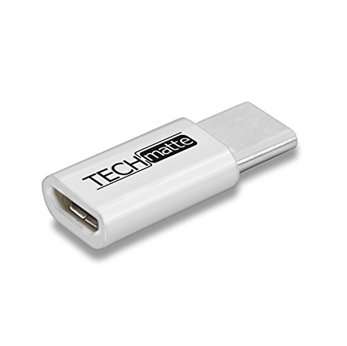 TechMatte USB-C to Micro USB Adapter Convert Connector for HTC 10, LG G5 Nexus 5X, 6P, OnePlus 2, with 56K Resistor; Approved to Meet USB-C Standard (1-Pack, White)