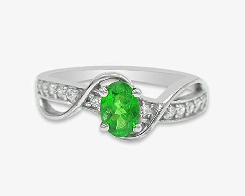 4.5 X 6.5 MM Oval Cut Natural Tsavorite Green Garnet Gemstone Ring 925 Sterling Silver January Birthstone Green Garnet Jewelry Promise Ring Birthday Gift For Mom (RG-7927)2