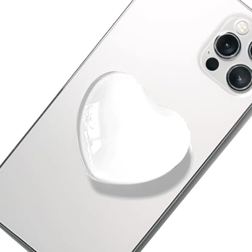OUDQFCJ Soporte de Agarre para Móvil con Diseño de Corazón de Cristal Magnético Compatible con Smartphones (Blanco)