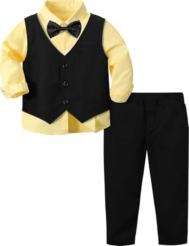 Image of A&J DESIGN 4pcs Baby & Toddler Suit, 12 Months - 5T, Shirt & Pants & Vest & Bow Tie