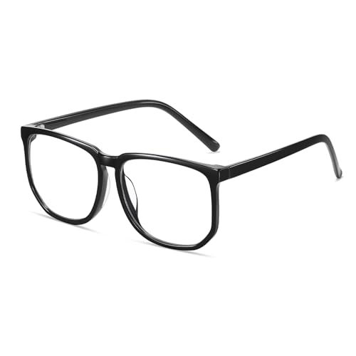 Image of TR90 Oversized Blue Light Blocking Glasses Men Women Ultralight Nerd Square Computer Games Black Large Eyewear