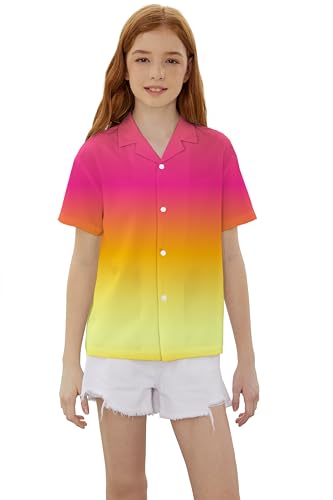 Image of SANGTREE Girls & Women's Hawaiian Shirts Button Down Short Sleeve Floral Tropical Shirt Beach Vacation Blouse Tops