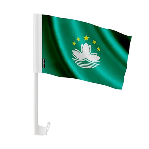 Drapeau Voiture Macao 14x21cm en Polyester idéal pour cortège et défilé