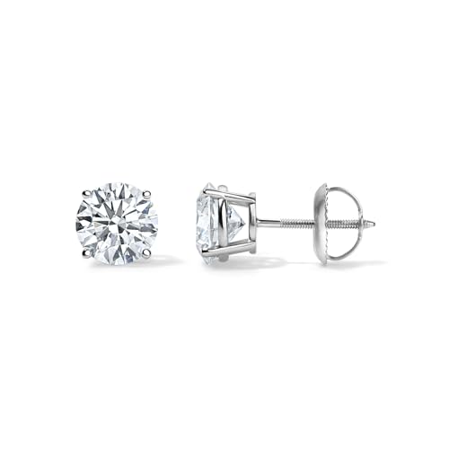 IGI Certified Lab Grown Diamond Earrings in 2,3,4 CTW, Guaranteed Excellent F/VS Color Clarity, 14K Gold with Screw-back, Premium Collection of Diamond Stud Earrings for Men and Women