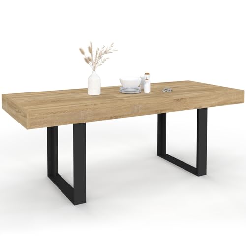 IDMarket - Table à Manger Extensible Rectangle Phoenix 4-8 Personnes Bois et Noir 160-200 cm