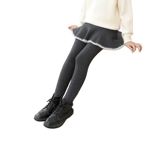 Toddler Girls Footless Tights with Ruffle Tutu Skirt Winter Warm Thick Fleece Lined Pantskirt 2-11 Years