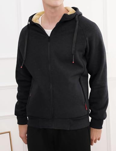 Gihuo Men's Winter Sherpa Lined Hoodie Zip Up Sweatshirt Heavyweight Warm Fleece Jacket with Pockets2