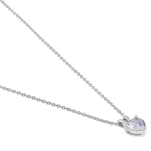 Image of Peora Silver Plated White Cubic Zirconia Studded Fancy Pendant Chain Necklace Stylish Fashion Jewellery Gift for Women Girls