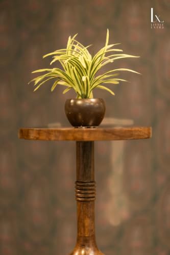 Image of Little eXtra Handcrafted Solid Wood Round Side Table with Marble Sphere Base | Wooden Accent Table for Living Room, Bedroom & Sofa Corner | Wood End Table