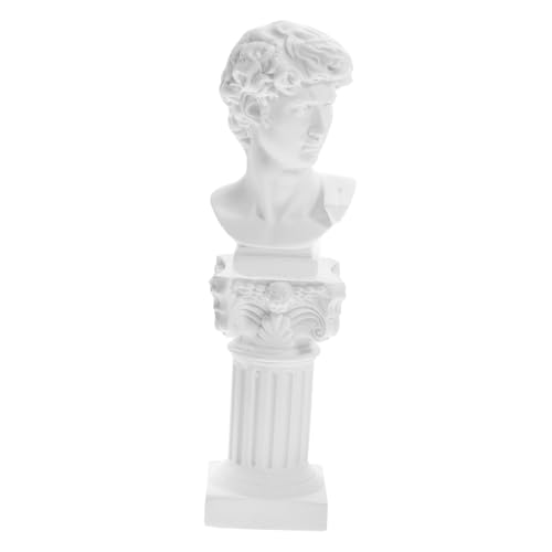 BIUDECO Roman Column and David Statue Resin Sculpture Decorative Greek Bust Figurines for Home Office Garden Unique Housewarming Miniature Classical Art Ornament with Detailed Texture