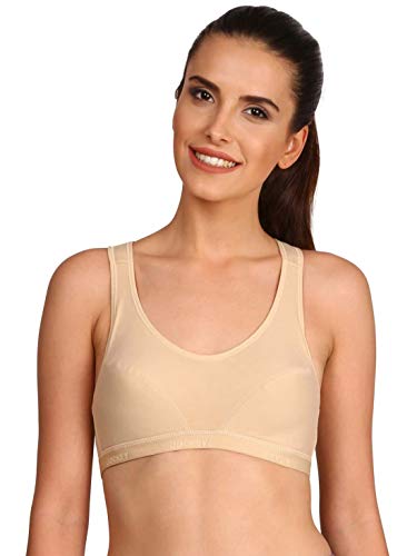 Image of Jockey 1378 Women Wirefree Padded Super Combed Cotton Elastane Stretch Full Coverage Racerback Active Bra with StayFresh and Moisture Move Treatment