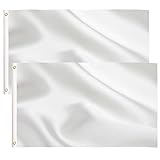 2 Stück solide weiße Flagge, 90 x 152 cm, DIY Blanko-Banner mit Messingösen, Polyester-Gartendekoration