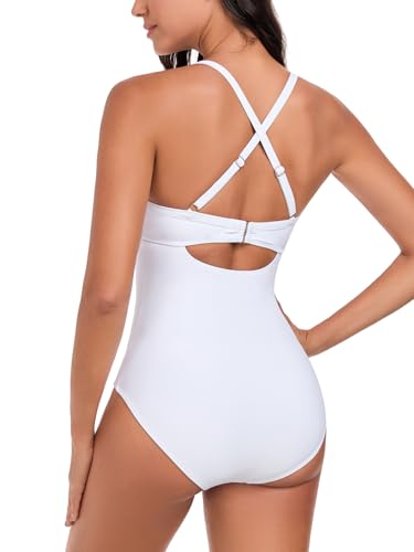 Women's Push Up Twist Front Cutout One Piece Swimsuits Crisscross Back Bathing Suits Adjustable Straps Swimwear3
