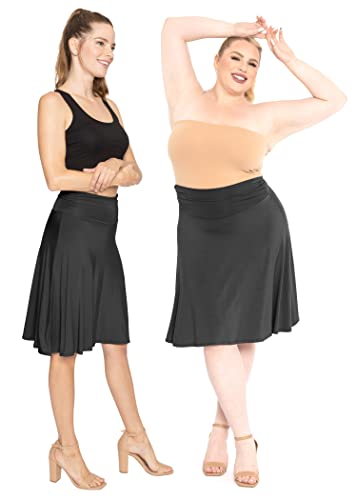 STRETCH IS COMFORT Women's & Plus Size Knee and Ankle Length Ruched Waist Flowy Skirt | Soft & Lightweight | Sizes S - 5X2