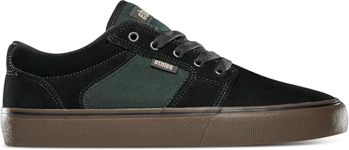 Etnies Barge LS Classic Skate Look Slim Vulcanized Silhoutte Hefty Armored Collar Reinforced Vulc - Black/Brown/Green - 11