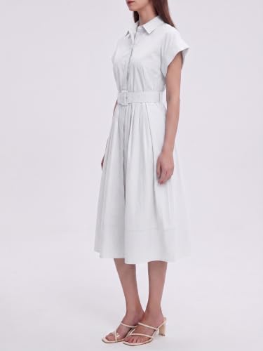 Image of EZAPINE Womens Summer Shirt Dress Casual Button Down Long Dress with Belt