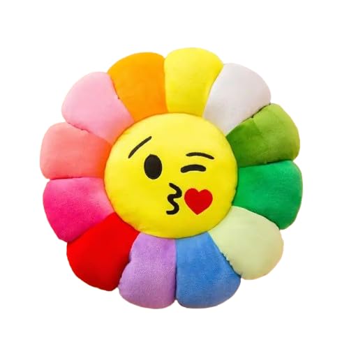 Sun Flower Smiley Cushions Pillow Back Cushion| Sun Flower Design Kids Pillow | Emoji Pillow Cushions | Cushion Use in Car, Kids & Girls Room Decoration (16X16 Inch, Multi) 06
