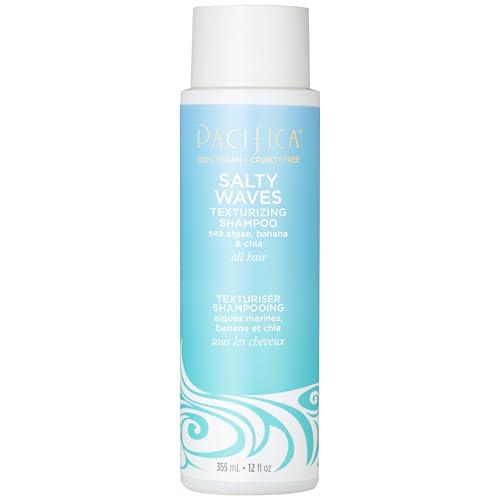 Pacifica Salty Waves Texturizing Shampoo - Beachy Textured Messy Look Hair Styles - Moisturizing Hair Care w/Vitamin B & E - Banana Scent Clean Beauty Vegan & Cruelty-Free Dermatologist Tested
