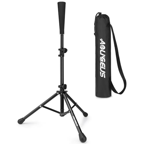 AOLIGEIJS Baseball Tee Batting Tee Teeball Portable Travel Hitting Tees Easy Adjustable Height Stable Tripod Stand (Baseball Tee Black)