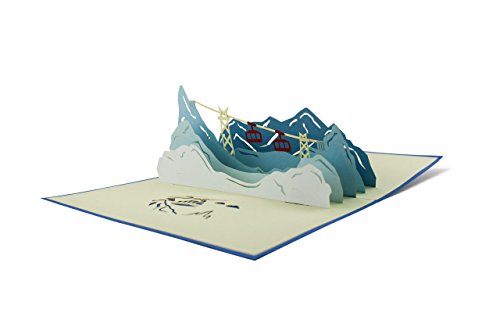 Carte postale pop up en 3D thème sports d'hiver et sports de montagne: idéal pour offrir un bon cadeau aux amateurs de ski, snowboard et randonnée en montagne. Parfait comme carte d'anniversaire. - imagen 3